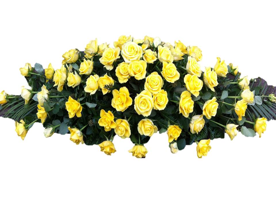 Yellow Double Ended Casket Spray Tulips Of Twickenham Complete